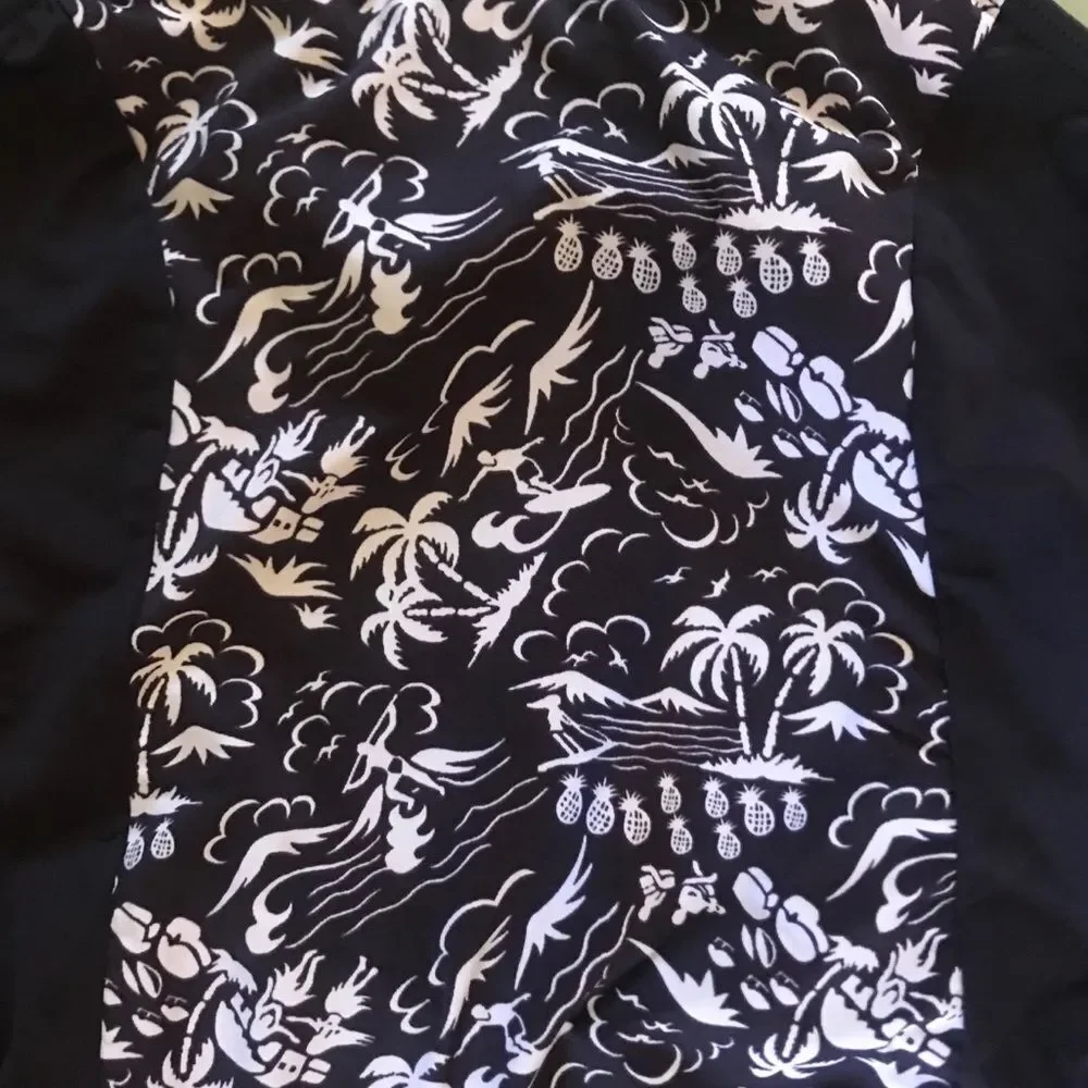 NWT Hobie Purple Girls One-Piece Swimsuit Tropical Palm Tree Print Kids Size 12